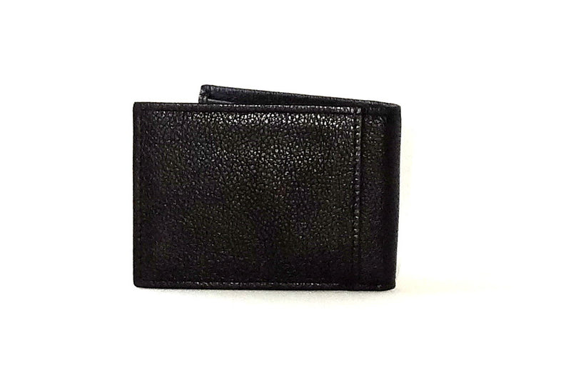  Black leather small men's wallet back