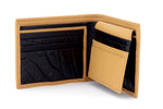 Martin  Custard leather men's wallet with black showing inside pocket layout