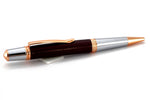 Pen Sierra copper & chrome plating brown leather single barrel back view