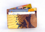 Card Holder  Centre pocket business or credit cards lemon snake printed leather