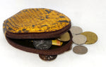 Coin Purse - Snappy leather with zip yellow snake print