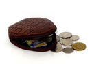 Coin Purse - Snappy leather with zip brown crocodile print