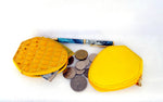 Coin Purse - Snappy leather with zip yellow foil print