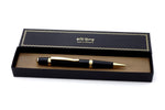 Pen Sierra round top 24K gold & chrome black leather single barrel in a box