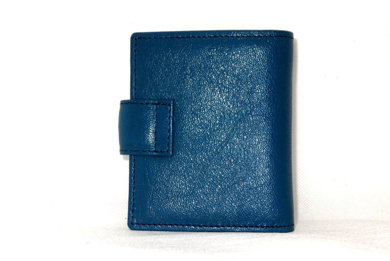 Christine  Blue goat leather small ladies purse wallet back view