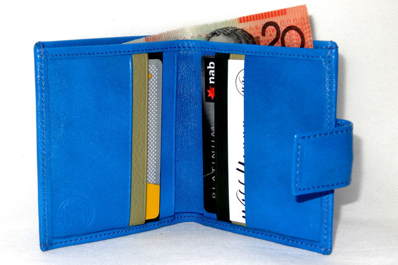 Daniel  Blue smooth leather small men's wallet inside view