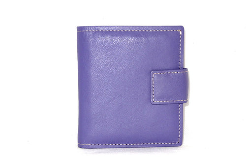 Christine  Lilac leather small ladies purse wallet front view tab closure