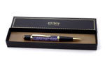 Pen Sierra round top 24K gold & chrome purple printed leather single barrel in presentation box