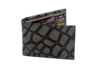 Grey foil printed leather small men's wallet front closed