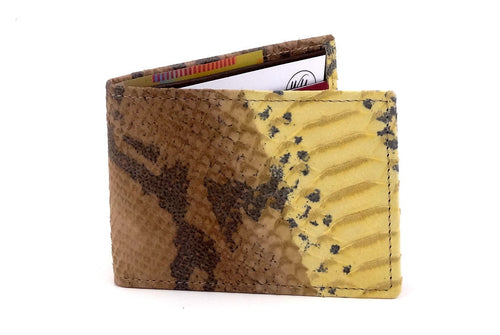 Yellow snake print leather small men's wallet 3 front