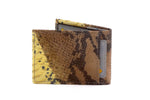 Yellow snake print leather small men's wallet 3 back pocket