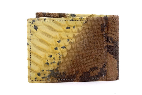 Yellow snake print leather small men's wallet back