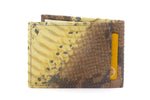 Yellow snake print leather small men's wallet back pocket