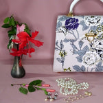 Handbag -traditional - (Joan) Floral canvas & leather - gold fittings